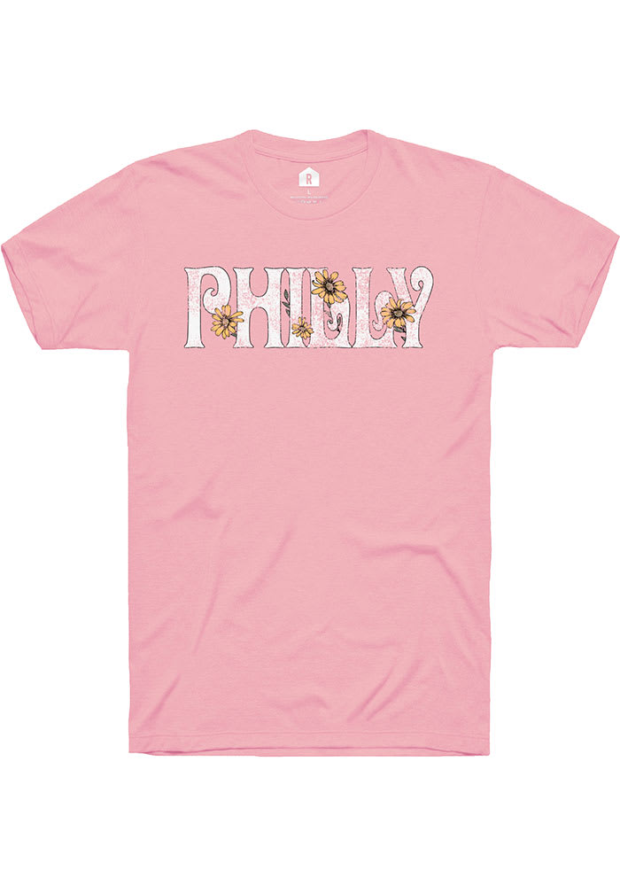 Rally Philadelphia Womens Pink Floral Short Sleeve T-Shirt