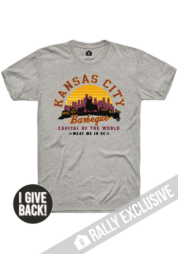Rally Kansas City GREY BBQ Capital Short Sleeve Fashion T Shirt