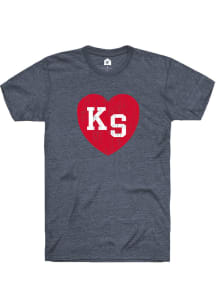 Rally Kansas Navy Blue Heart KS Short Sleeve Fashion T Shirt