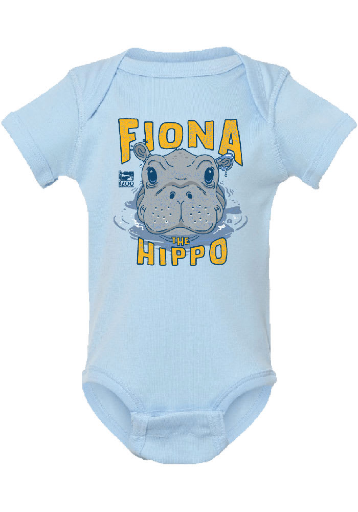 Fiona the Hippo Baby Light Blue Peaking Out of Water Short Sleeve One Piece