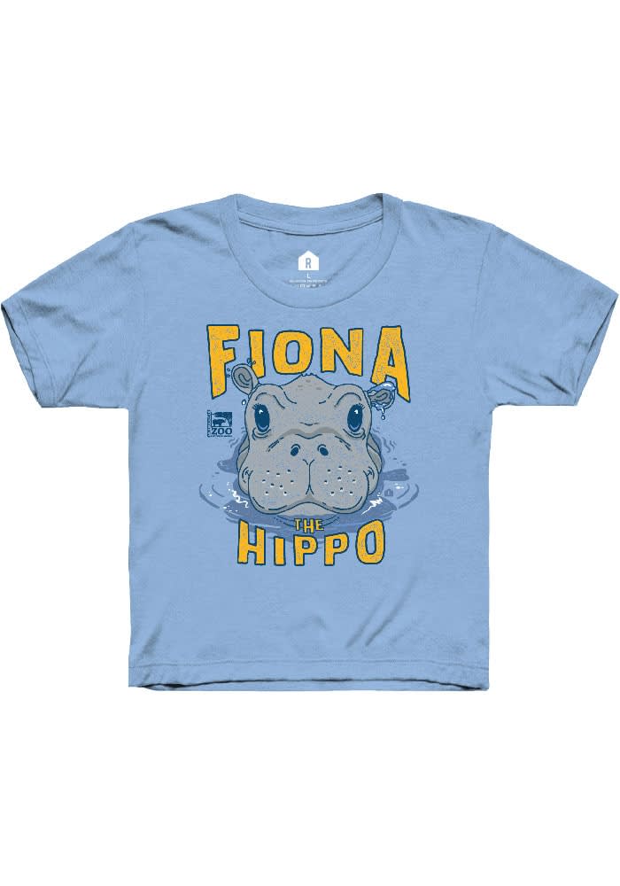 Fiona the Hippo Peaking out of Water Youth Light Blue Short Sleeve Fashion T-Shirt