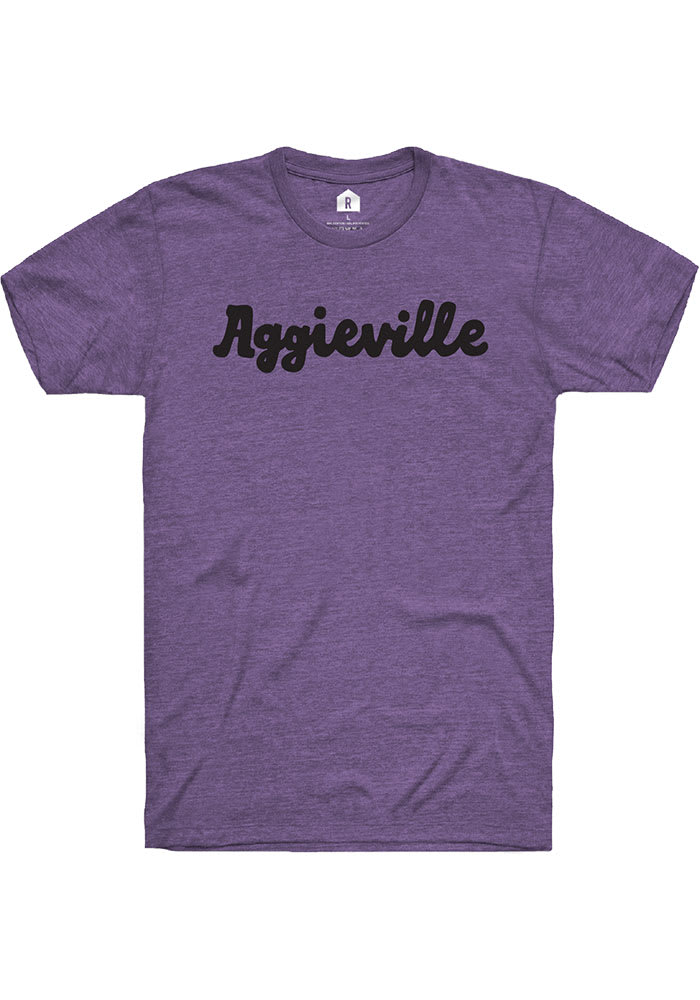 Rally Aggieville Purple Script Short Sleeve Fashion T Shirt