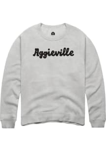 Rally Aggieville Grey Script Long Sleeve Crew Sweatshirt