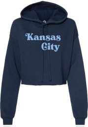 Rally Kansas City Womens Navy Blue Curled Wordmark Hooded Sweatshirt