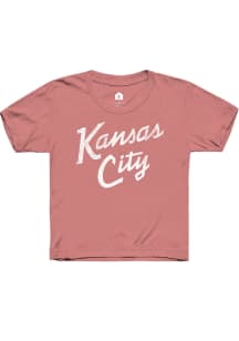 Rally Kansas City Youth Mauve Pink Stacked Script Short Sleeve Fashion T-Shirt