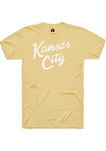 Rally Kansas City Yellow Stacked Script Short Sleeve Fashion T Shirt
