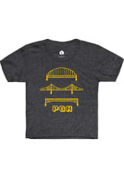 Rally Pittsburgh Youth Charcoal Pixelated Bridge Short Sleeve T-Shirt