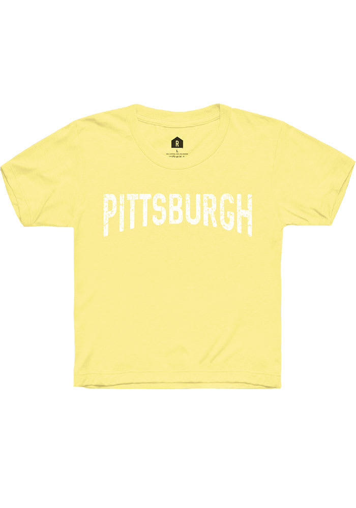 Rally Pittsburgh Youth Yellow Arch Wordmark Short Sleeve T-Shirt