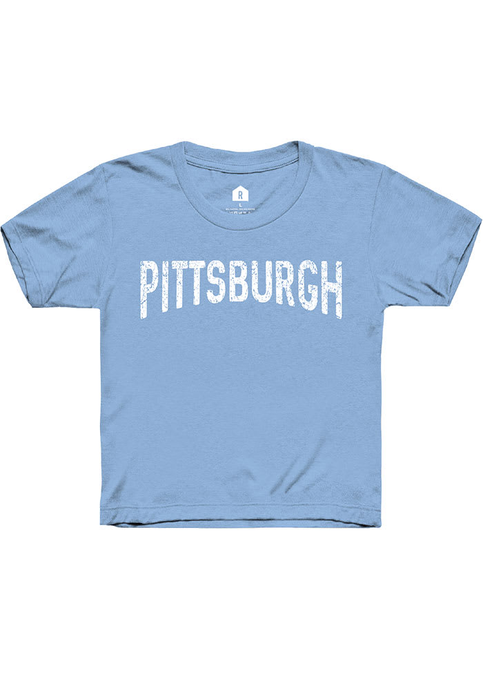 Rally Pittsburgh Youth Light Blue Arch Wordmark Short Sleeve T-Shirt