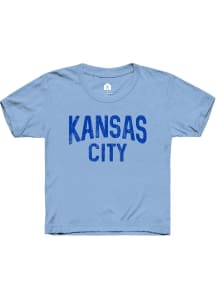 Rally Kansas City Youth Light Blue Arch Wordmark Short Sleeve T-Shirt