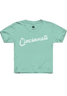 Rally Cincinnati Youth Green RH Script Short Sleeve T-Shirt