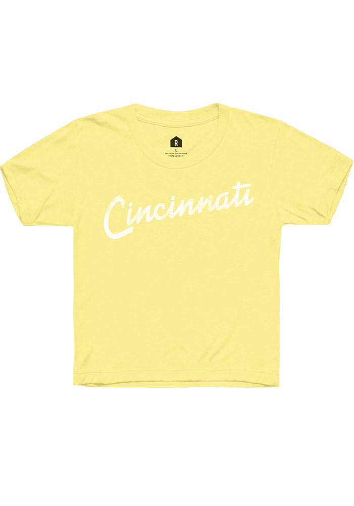 Rally Cincinnati Youth Yellow RH Script Short Sleeve T-Shirt