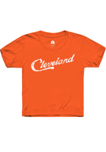 Rally Cleveland Youth Orange RH Script Short Sleeve T-Shirt