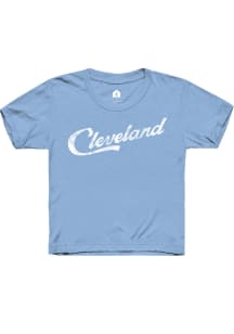 Rally Cleveland Youth Light Blue RH Script Short Sleeve T-Shirt
