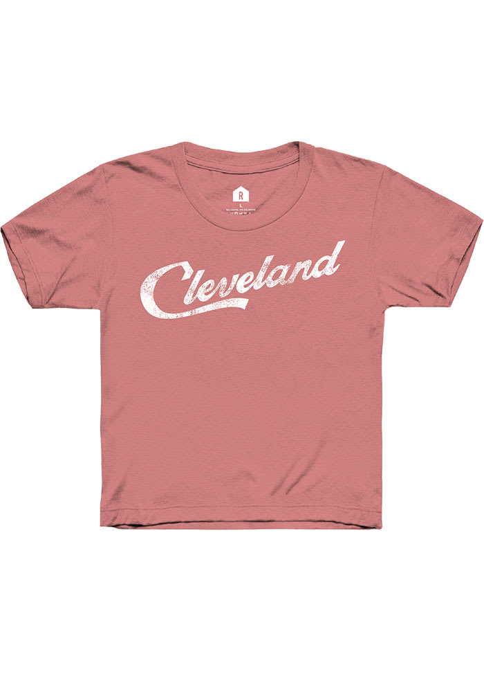 Rally Cleveland Youth Pink RH Script Short Sleeve T-Shirt