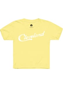 Rally Cleveland Youth Yellow RH Script Short Sleeve T-Shirt