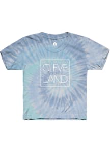 Rally Cleveland Youth Light Blue Tie Dye CLE Square Short Sleeve T-Shirt