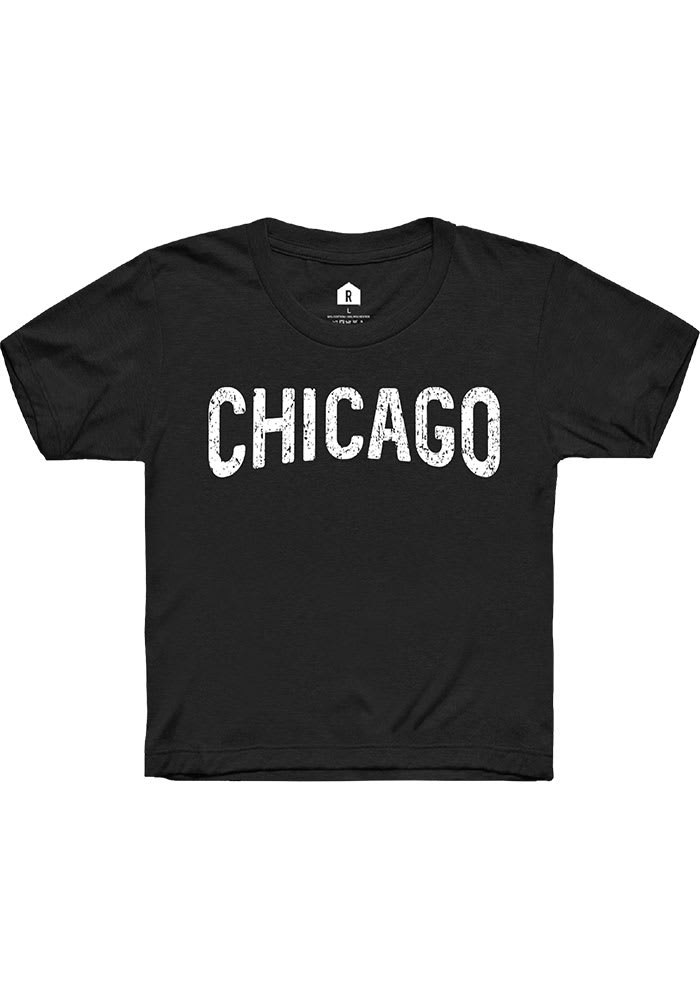 Rally Chicago Youth Black Arch Wordmark Short Sleeve T-Shirt
