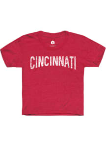 Rally Cincinnati Youth Red Arch Wordmark Short Sleeve T-Shirt