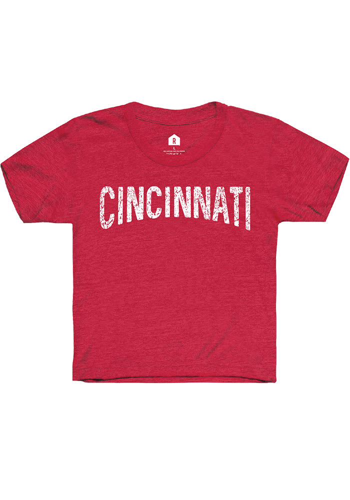 Rally Cincinnati Youth Red Arch Wordmark Short Sleeve T-Shirt