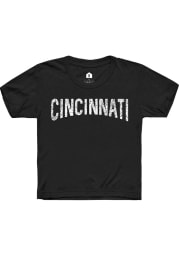 Rally Cincinnati Youth Black Arch Wordmark Short Sleeve T-Shirt