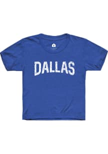 Rally Dallas Ft Worth Youth Blue Arch Wordmark Short Sleeve T-Shirt