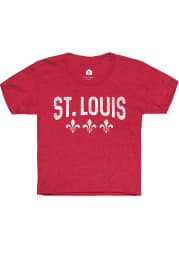 Rally St Louis Youth Red Fleur de Lis Short Sleeve T-Shirt