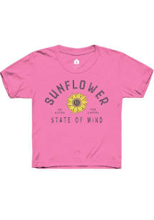Kansas Girls Rally Sunflower State of Mind Hot Pink Short Sleeve Tee