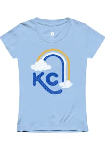 Kansas City Girls Rally Rainbow Light Blue Short Sleeve Tee