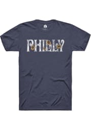 Rally Philadelphia Womens Blue Floral Short Sleeve T-Shirt