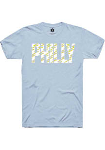 Rally Philadelphia Light Blue Lightening Bolt Infill Short Sleeve Fashion T Shirt
