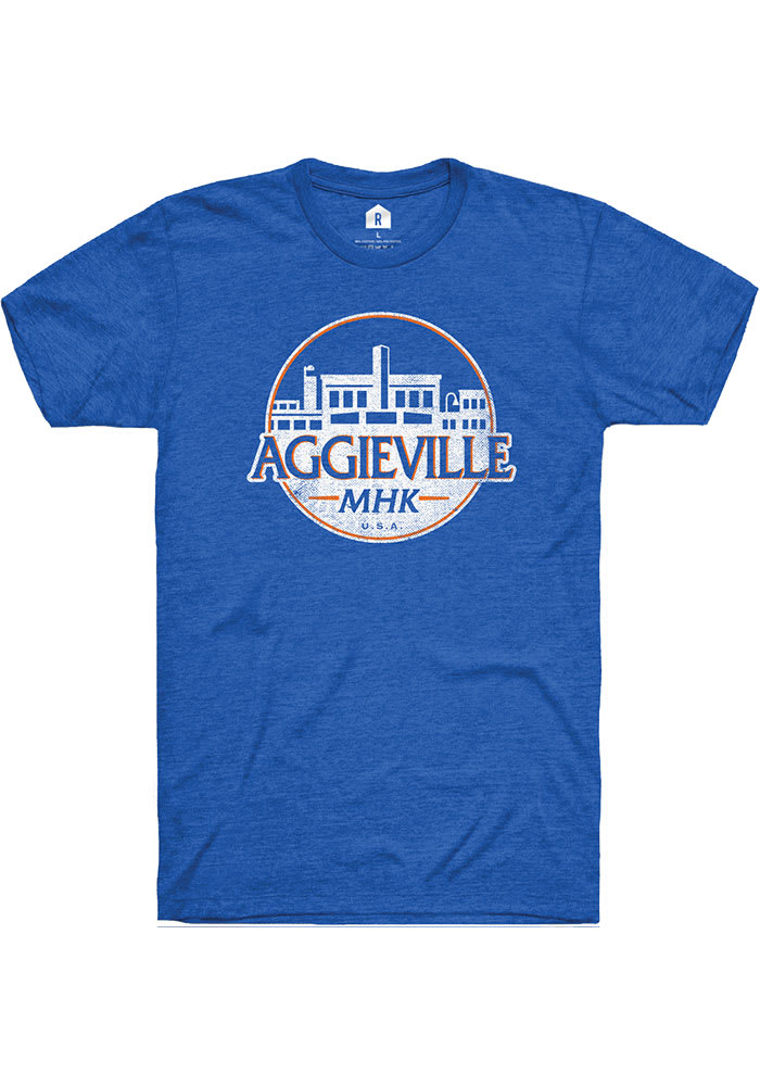 Rally Aggieville Blue City Circle Short Sleeve Fashion T Shirt