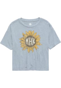 Rally Manhattan Womens Light Blue MHK Sunflower Short Sleeve T-Shirt