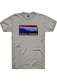 Rally Manhattan Grey Konza Prairie State Shape Short Sleeve Fashion T Shirt