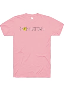 Rally Manhattan Womens Pink Sunflower Wordmark Short Sleeve T-Shirt