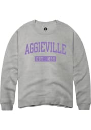 Rally Aggieville Grey Collegiate Wordmark Long Sleeve Crew Sweatshirt