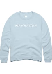Rally Manhattan Womens Light Blue Dots Crew Sweatshirt