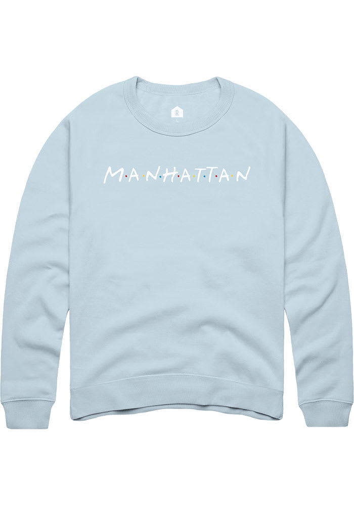 Rally Manhattan Womens Light Blue Dots Crew Sweatshirt