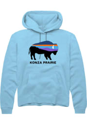 Rally Manhattan Mens Light Blue Konza Prairie Buffalo Long Sleeve Hoodie