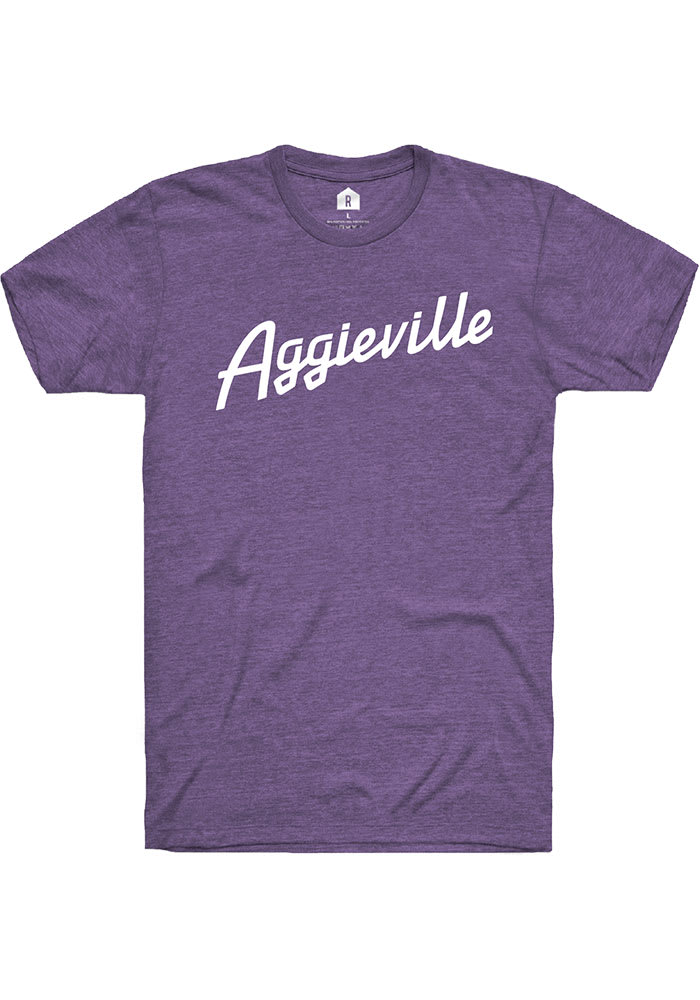 Rally Aggieville Purple RH Script Short Sleeve Fashion T Shirt