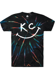 Rally Kansas City Black Tie Dye KC Smile Short Sleeve T Shirt