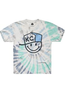 Rally Kansas City Youth Blue Tie Dye Hat Smiley Face Short Sleeve T-Shirt