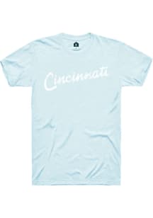 Rally Cincinnati Light Blue RH Script Short Sleeve T Shirt