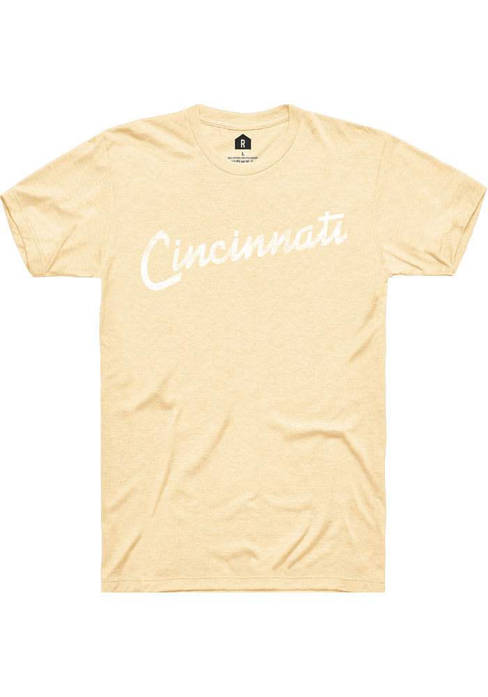 Rally Cincinnati Yellow RH Script Short Sleeve T Shirt