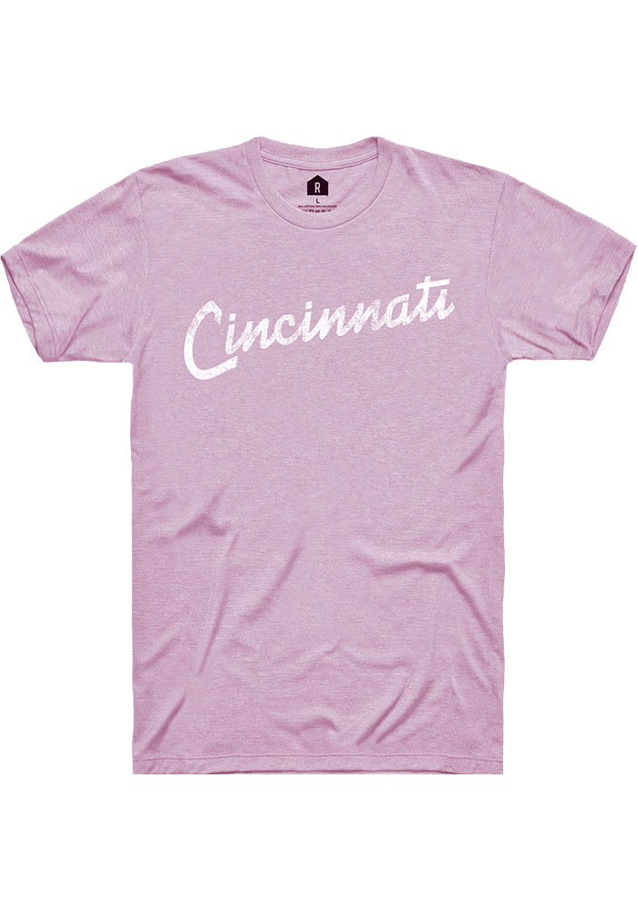 Rally Cincinnati Purple RH Script Short Sleeve Fashion T Shirt