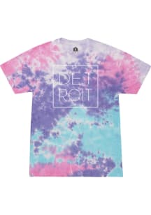 Detroit Womens Tie-Dye Square Wordmark Unisex Short Sleeve T-Shirt