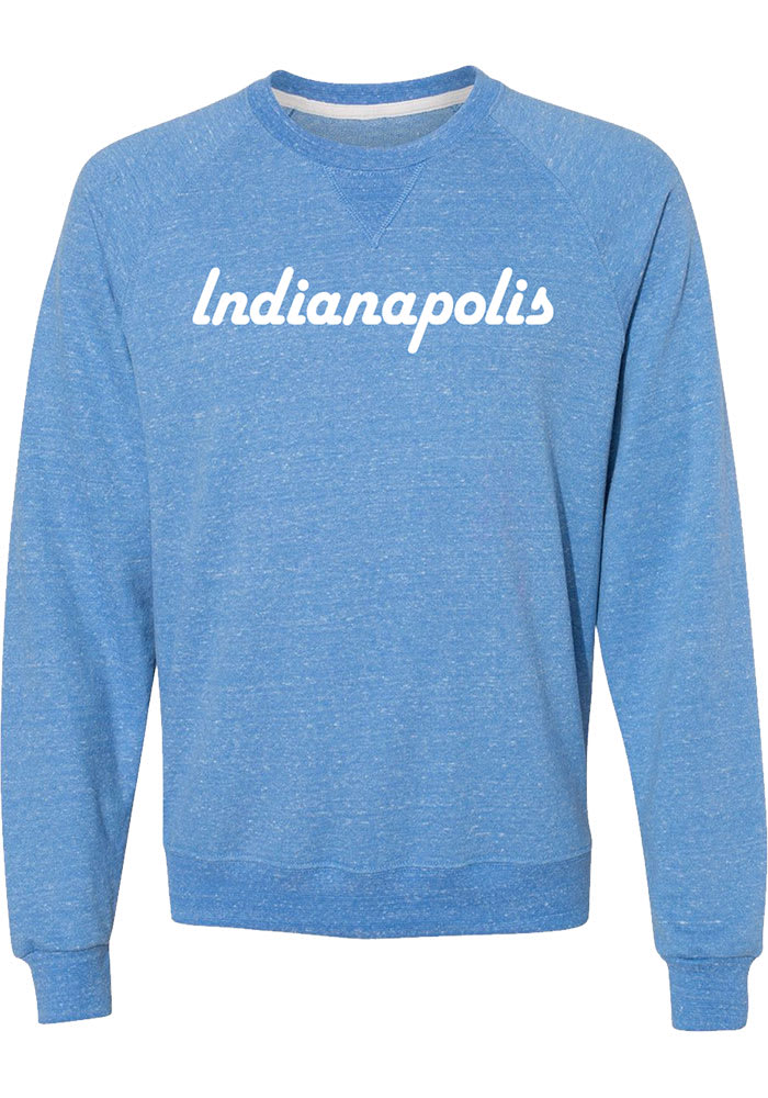 Rally Indianapolis Mens Blue Harlow Script Long Sleeve Crew Sweatshirt