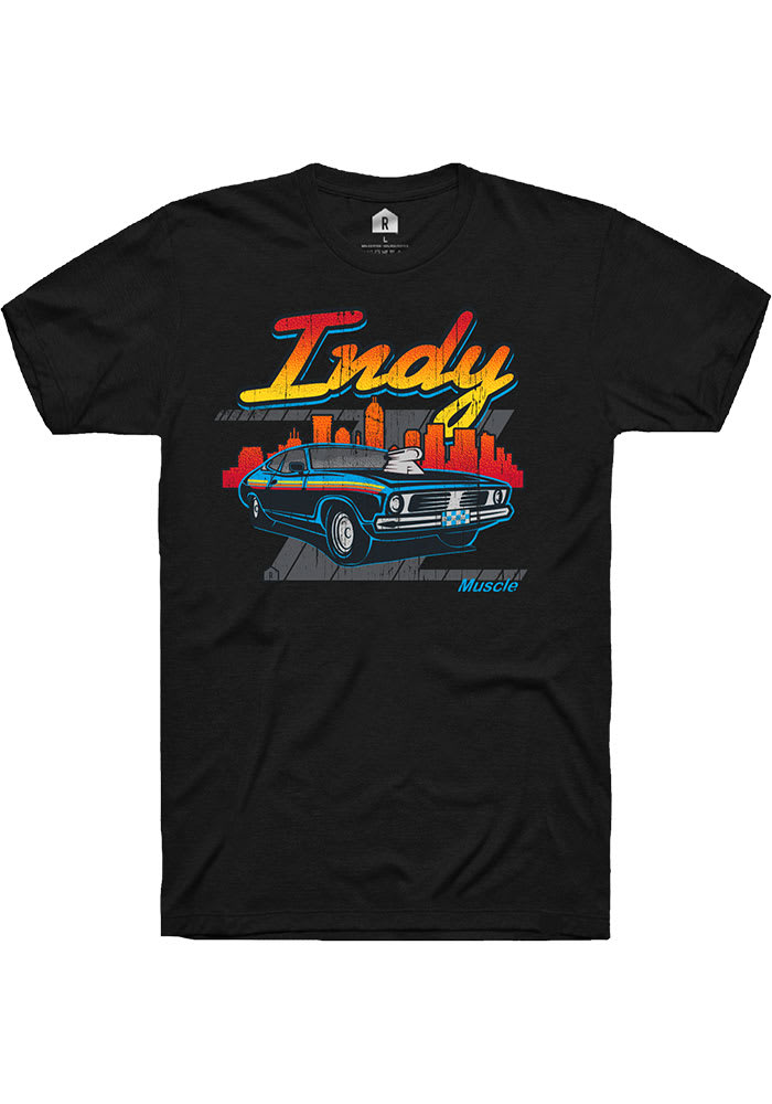 Rally Indianapolis Black Muscle Car Short Sleeve Fashion T Shirt