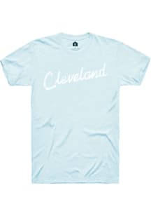 Rally Cleveland Light Blue RH Script Short Sleeve T Shirt