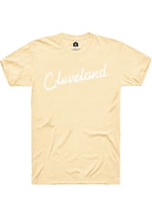 Rally Cleveland Yellow RH Script Short Sleeve T Shirt